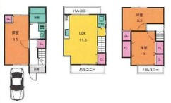 太秦広隆寺駅 徒歩5分 構造:木造土地面積:56.59平米 ( 17.11坪 ) 建物面積:79.02平米 ( 23.9坪 )