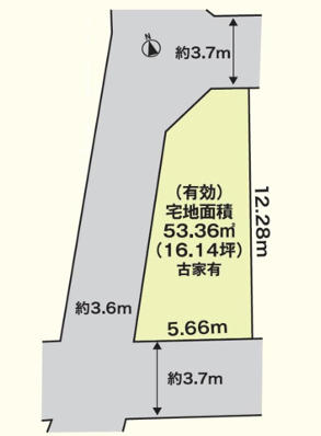 山ノ内駅 徒歩10分 土地面積:53.36平米 ( 16.14坪 )
